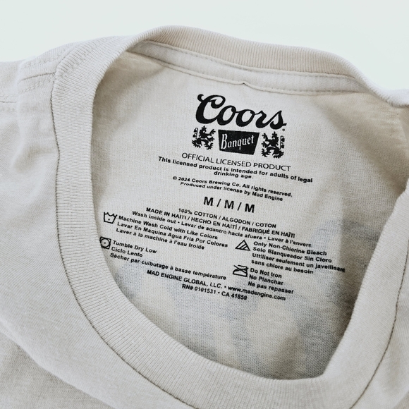 Coors Banquet Beer Rodeo Bull Horns Graphic Tee Men's Top - Picture 7 of 9